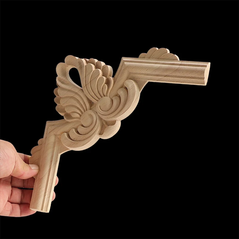 Ornament Crafts Wooden Figurine Crafts Resin Crafts Glass Fruit Pendants Horn Flower Rectangle Carving Natural Wood Appliques For Furniture Cabinet Unpainted Wooden Mouldings Decal Vintage Decoration