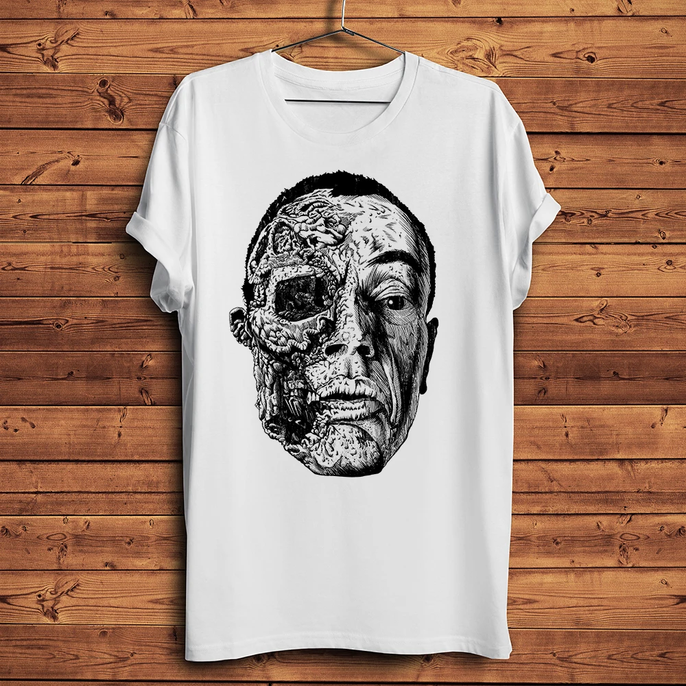 Gus Gustavo Fring half skull face funny punk tshirt Men summer new White Casual short sleeve T Shirt Unisex streetwear tee | Мужская