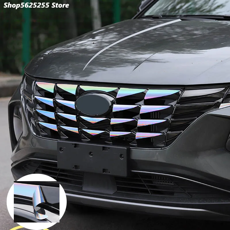 

Front Grille Trim Garnish Cover Stickers For Hyundai Tucson NX4 2021 2022 Accessories Gypsophila Car Body Color Plastic Strip