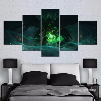 

5pcs The Noxian Grand General Swain League of Legends Games Art Canvas Paintings Wall Art Home Decor