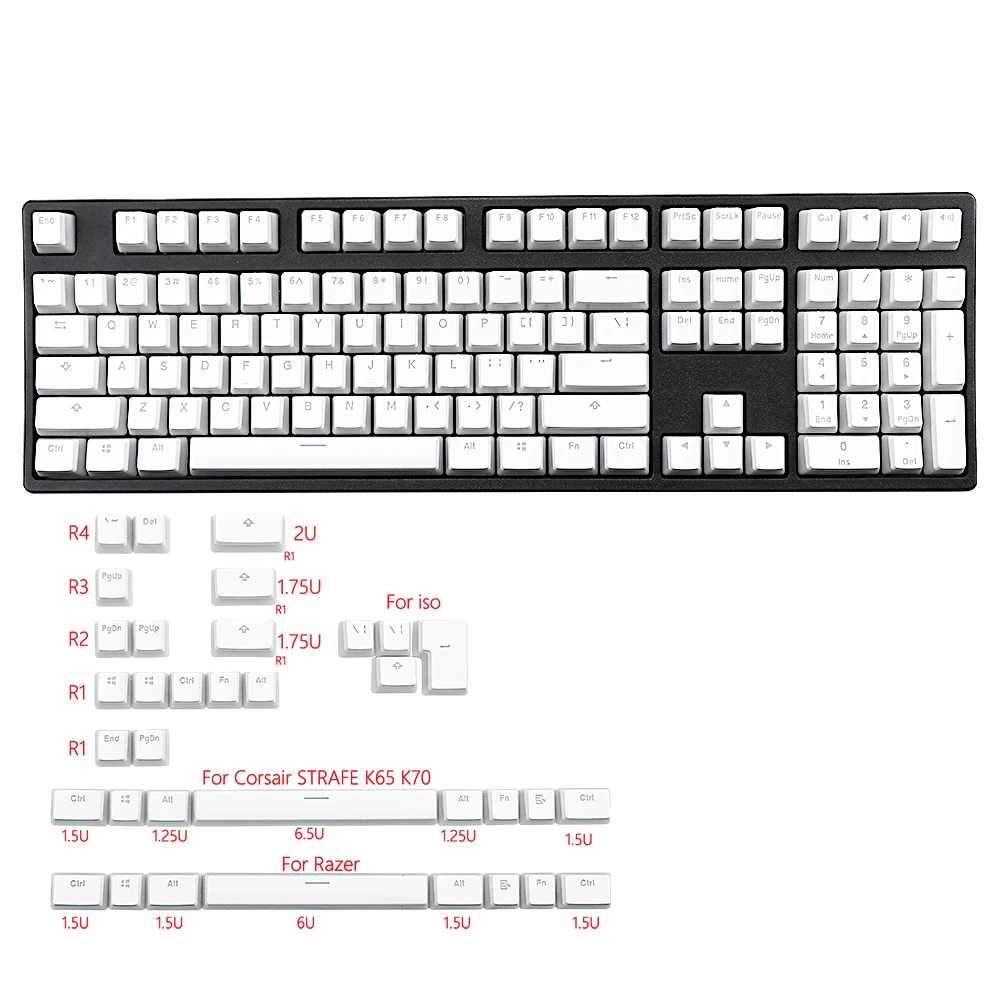 keycaps leite branco tkl 108razer corsair strafe