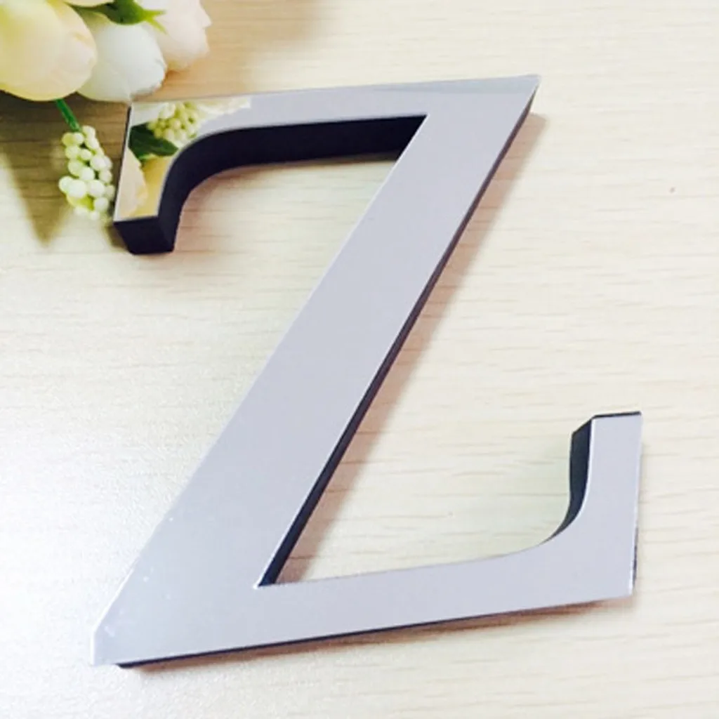 Z 26 букв DIY 3D зеркальные акриловые настенные наклейки домашний декор настенная роспись - Цвет: Z
