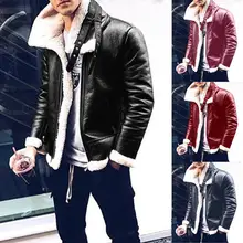 Мужские кожаные куртки, Мужская мотоциклетная куртка в стиле панк из искусственной кожи, деловая Повседневная Толстая теплая зимняя байкерская куртка с меховым воротником, ветрозащитная куртка 4