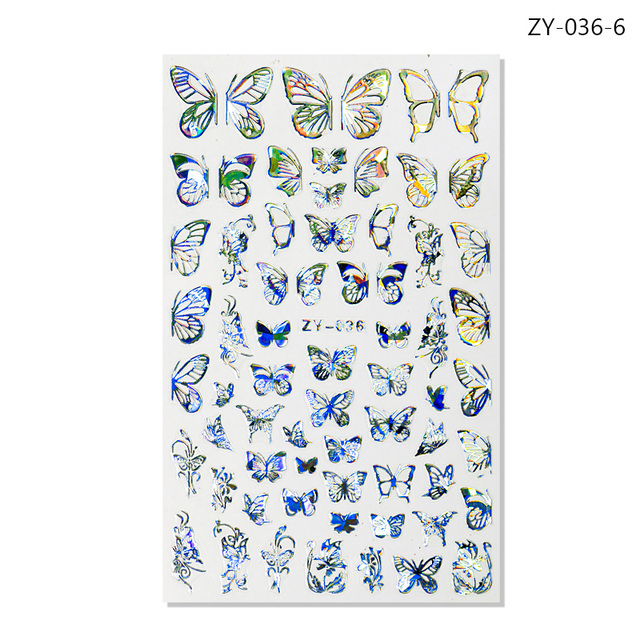 Craft Sticker 3D Nail Art Sticker Ultra-thin Butterfly Nail Art Decoration Sticker Holographic Laser Butterfly Nail Decals