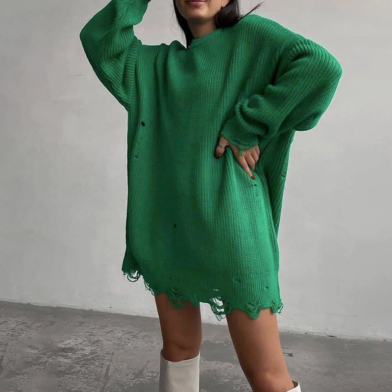 Winter Green Mini Sweater Dress Women ...