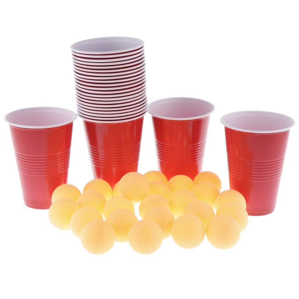Beer Pong 24 Cups +24 Ping Pong Balls - Fun Holiday College Party Wine Tool