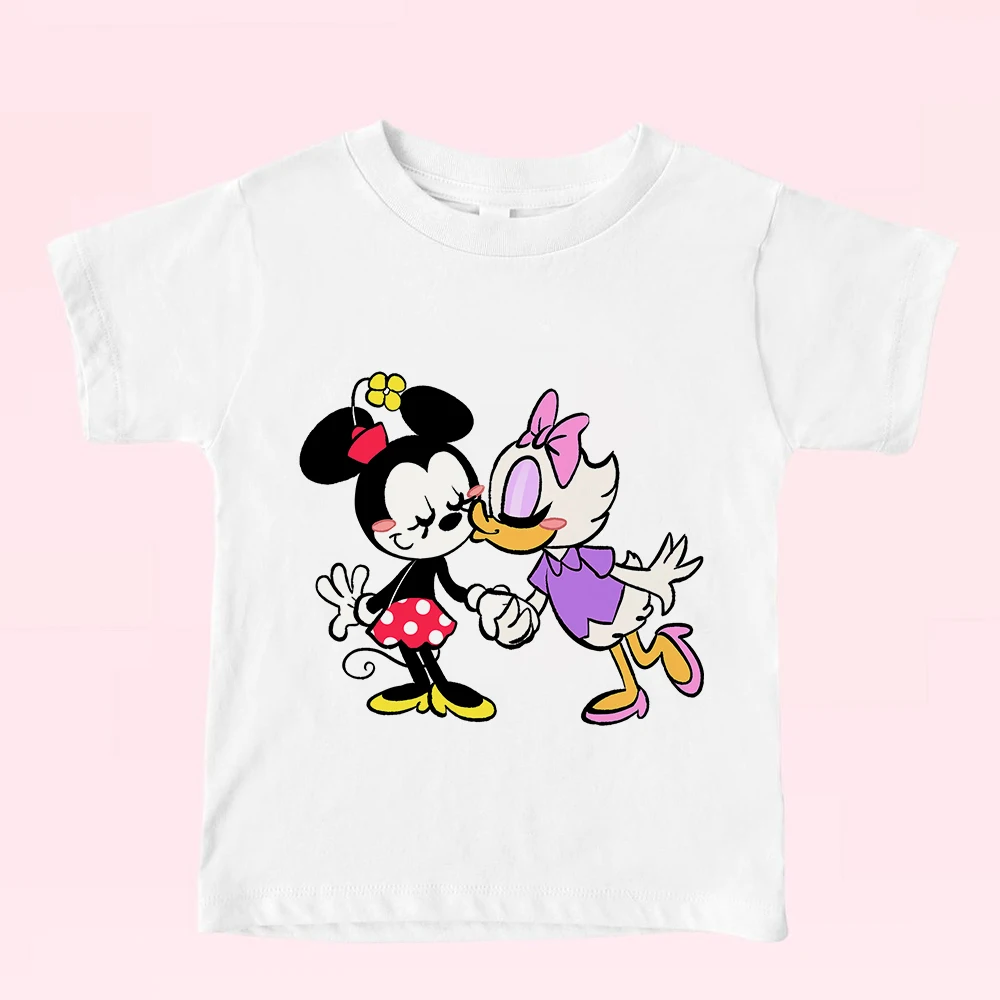 

Disney Minnie And Daisy Printing Children T-shirts Cute Pattern Top Clothes Harajuku Style Tees Fashion 3-8T Unisex T Shirts Kid