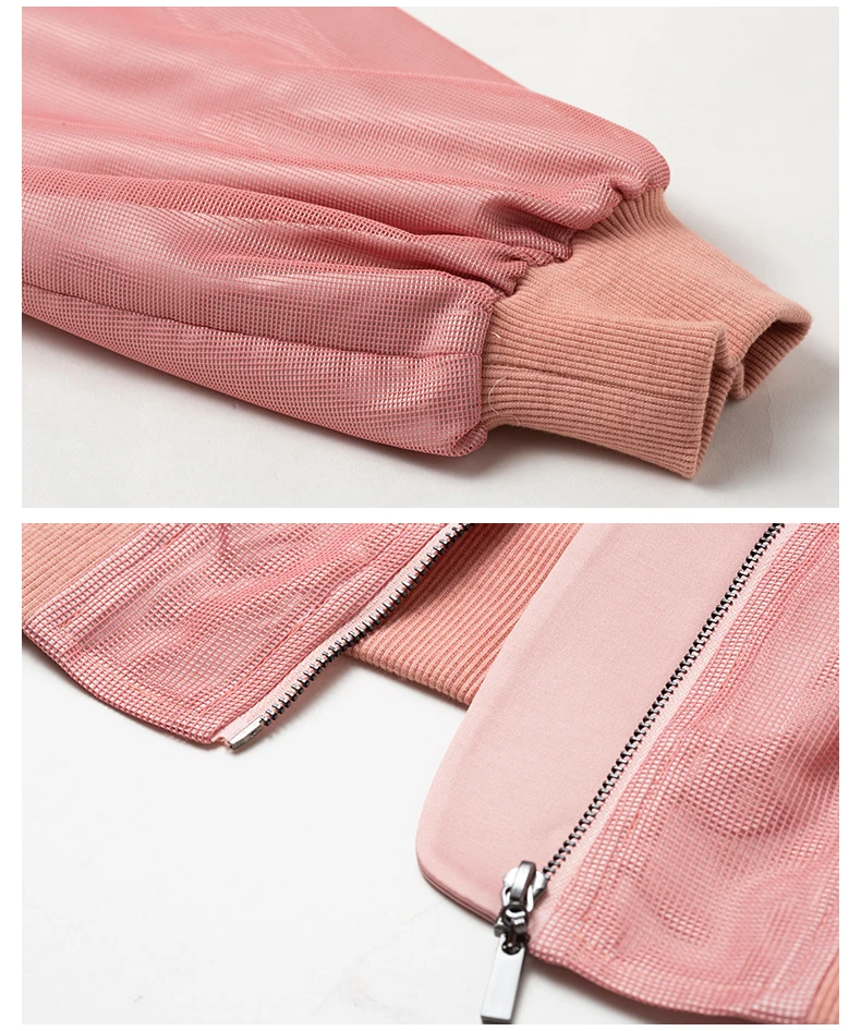 9.26 High quality pink fashion suit women New Autumn Winter thin Empire pants two piece set
