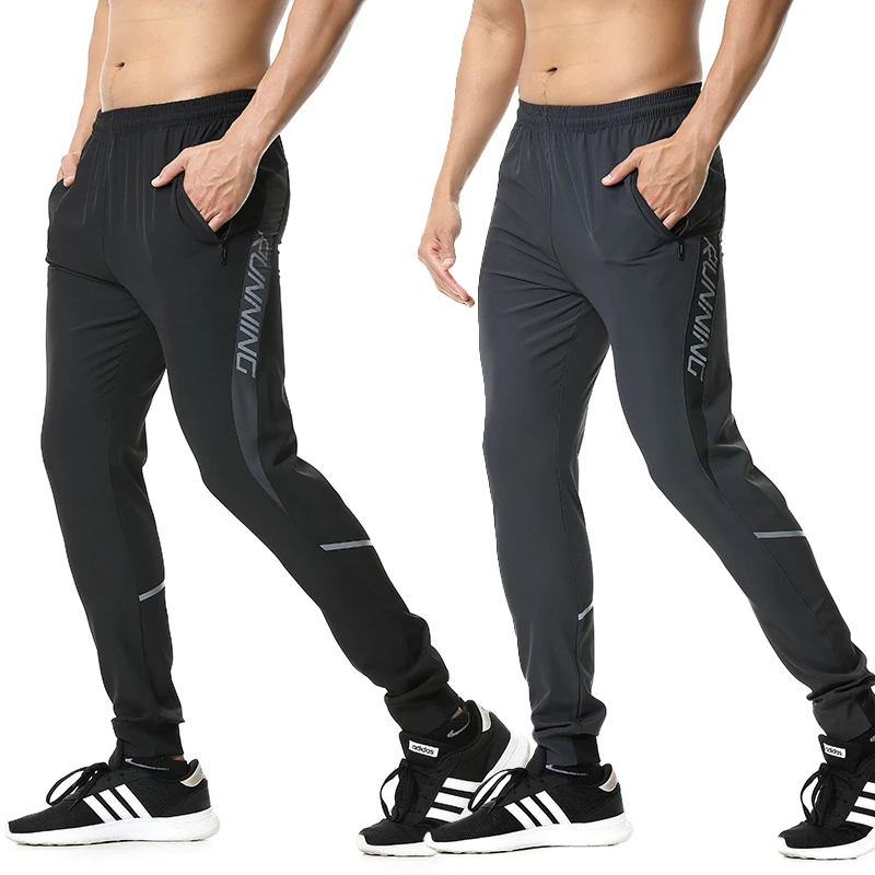 

Men Running Pants zipper Reflective Football Soccer Sporting pant Training sport Pants Legging jogging Gym Trousers