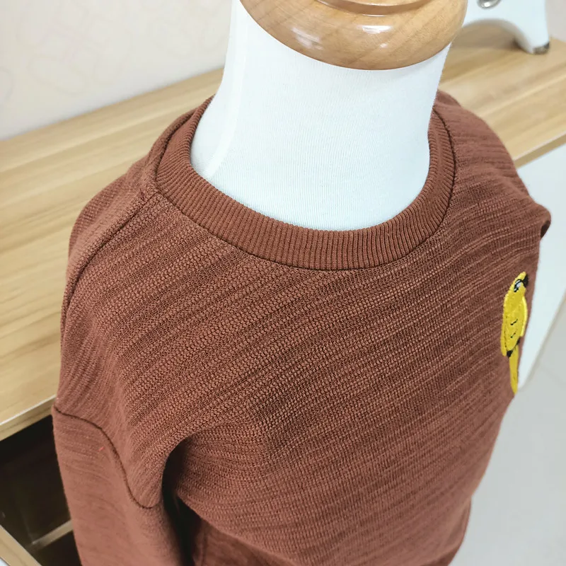 Детская рубашка осенне-зимний свитер с изображением попугая; милые футболки для девочек vetement enfant fille Детские топы для малышей, худи из флиса пот - Цвет: Коричневый