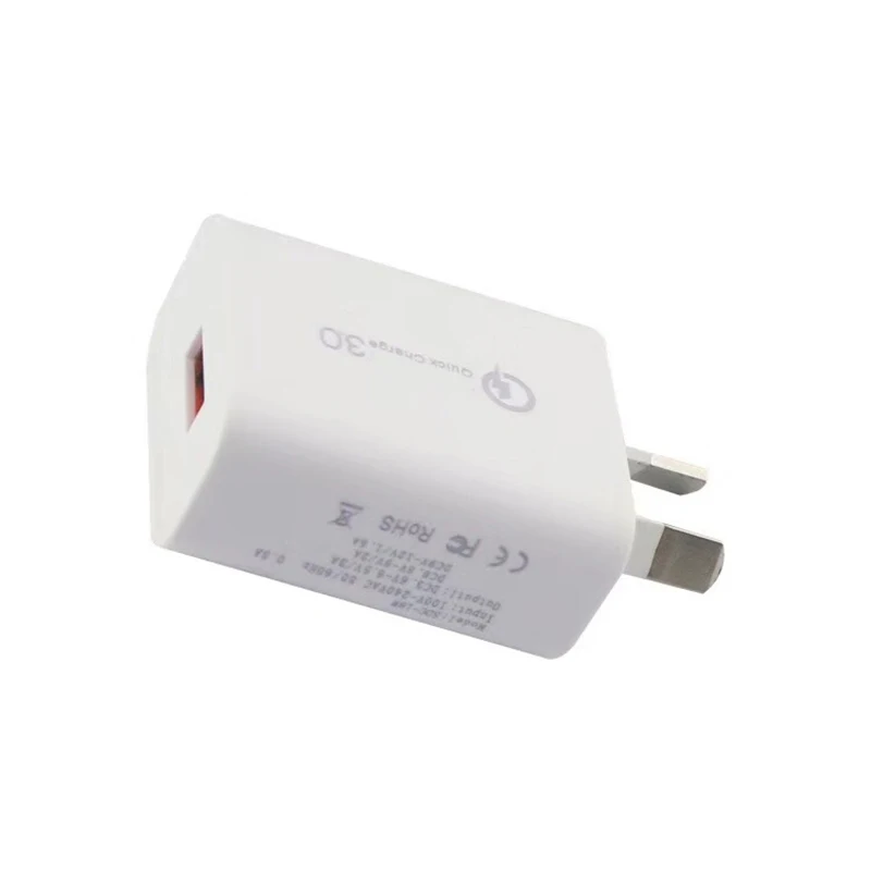 Огнестойкий ABS+ PC материал оболочки белый Быстрая зарядка QC 3,0 AU вилка USB домашнее настенное зарядное устройство 18 Вт Быстрый дорожный адаптер питания