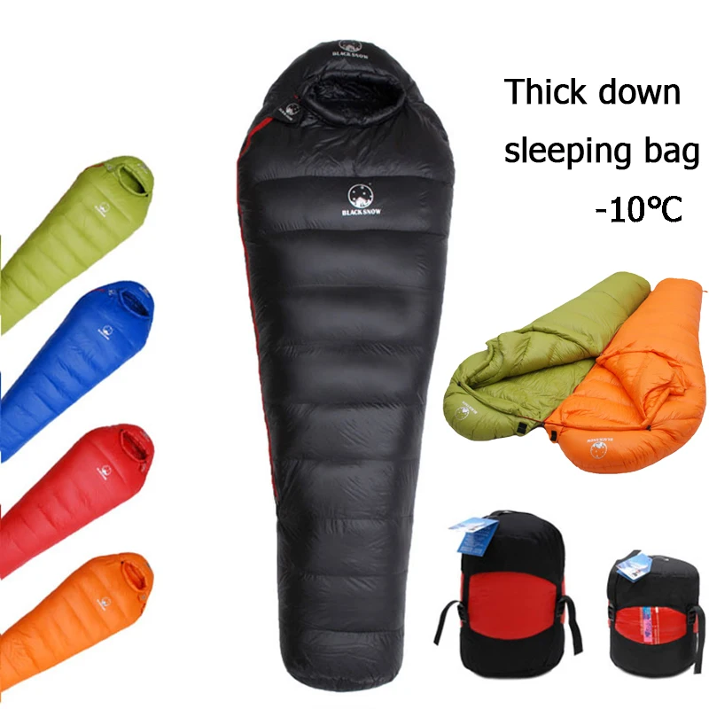 Camping Sleeping Bag White Goose Down Filled Adult Mummy Style Double Splicing Sleeping Bag Winter Thermal For Outdoor Travel 1