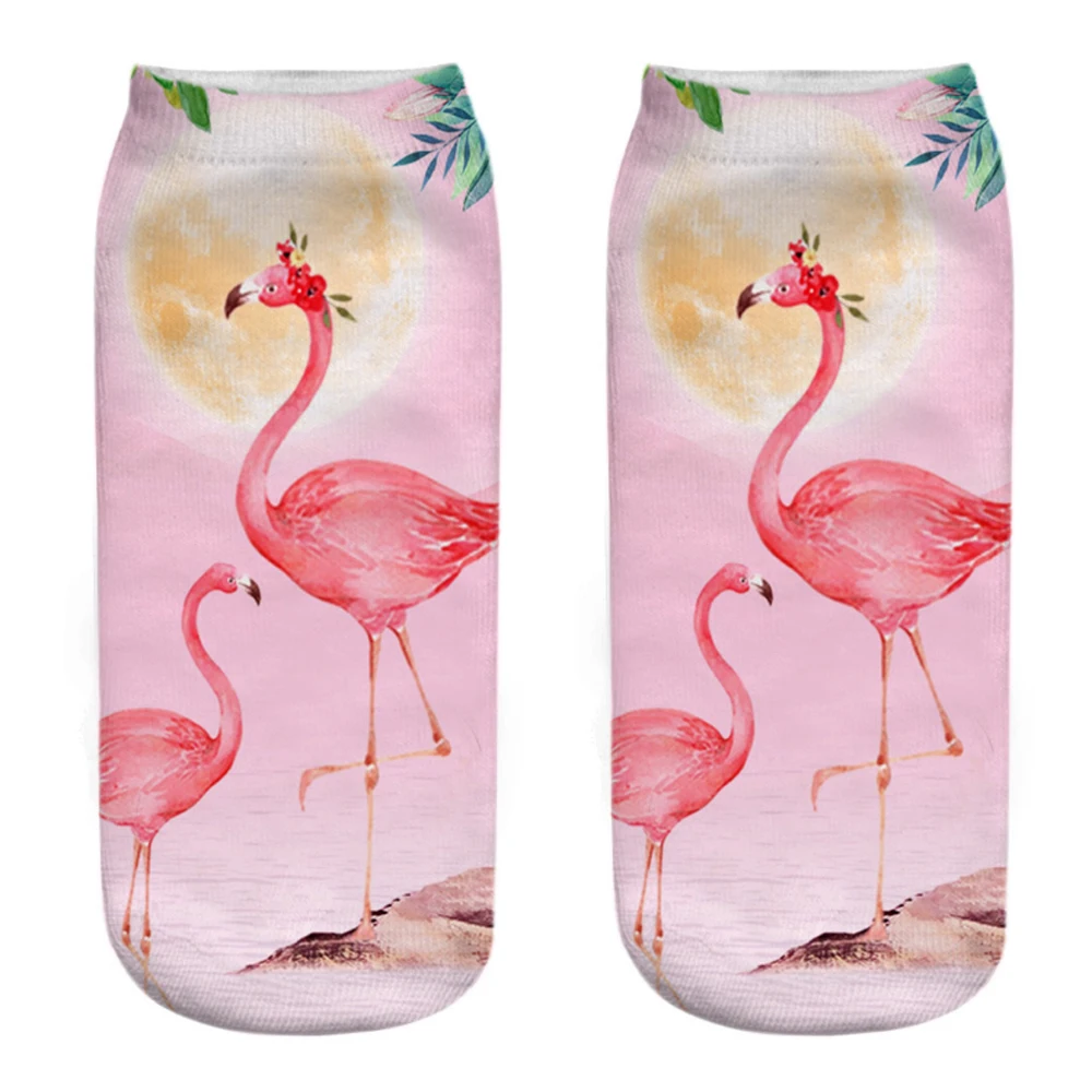 Lustige 3D Gedruckt Niedlichen Cartoon Flamingo Kurze Knöchel Socken für Neue Mädchen Bunte Chaussettes Femme Dropship – Detail 12