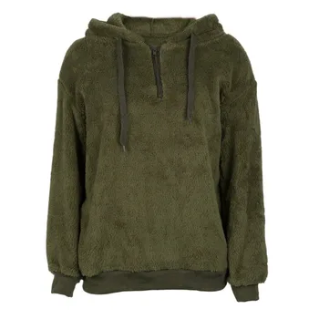 

Women Hoodies Collar Long Sleeve Zipper Sweatshirt Loose Warm Hoody Loose Winter Autumn Tops