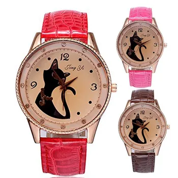 

Cute Cat Watch Fashion Women Watches Luxury Crystal Rhinestone Stainless Steel Quartz Wrist Watches Dropshipping