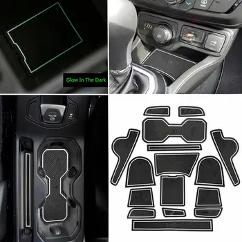 

Car Door Mat Latex Pad Coaster Non-Slip Gate Slot Pad for Jeep Renegade 2018 Interior Accessories Red White Luminous 16pcs/1set