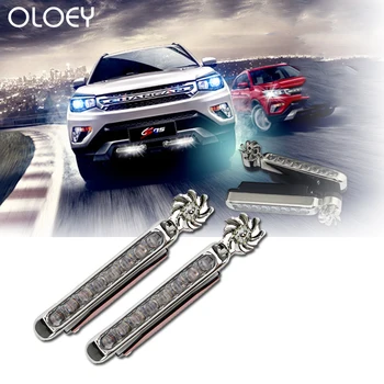 

1 Pair LED Wind Powered Vehicle Lights Car Lamp No Need External Power Supply Car Daytime Running Lights with Rotation Fan