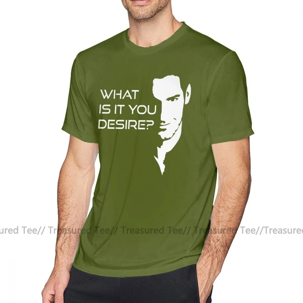 Футболка Lucifer, футболка Lucifer Morningstar What Is It You Desire, 4xl, футболка с коротким рукавом, футболка с принтом, 100 хлопок, забавная футболка - Цвет: Army Green