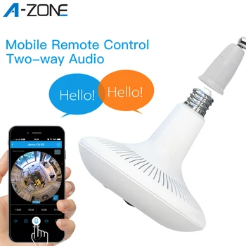 

A-ZONE 1536P 360 Degree Panoramic IP Bulb Camera Infrared Night Vision PIR Home Video Surveillance 3.0MP Wifi Light Lamp Camera