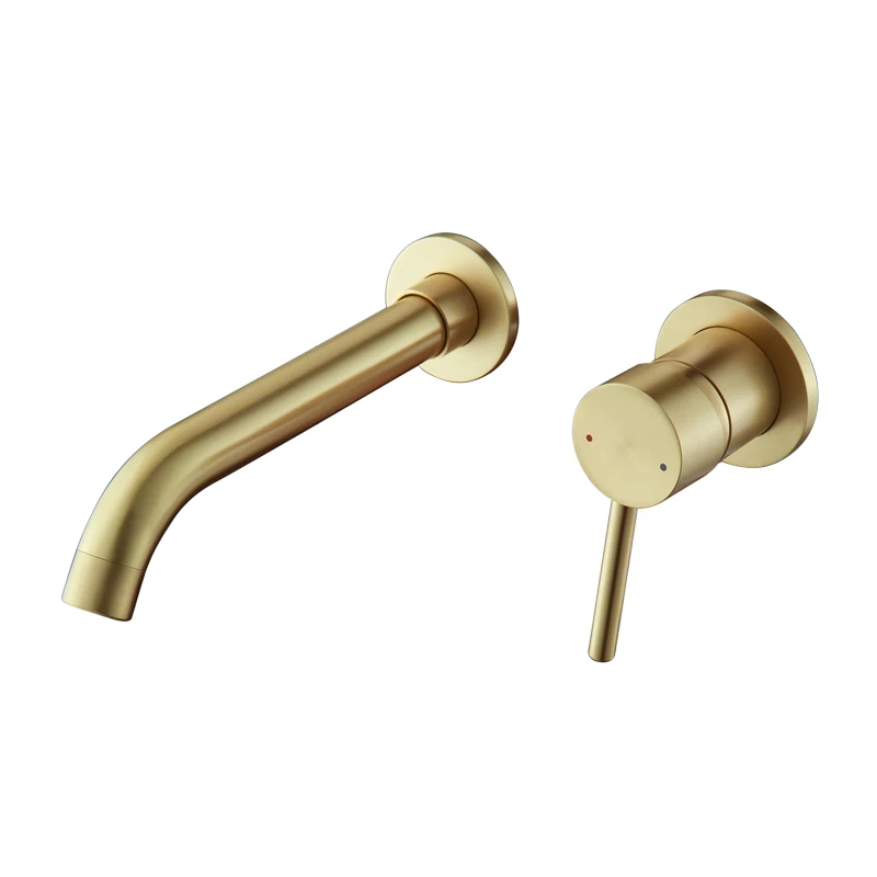 

All-copper Concealed Brushed Gold Antique Black Hot And Cold Water Basin Faucets Embedded In Wall Rotating