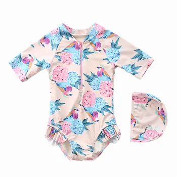 

2020 Baby Girl One Piece Swimsuit Children Swimming Wear Clothes Set Toddler Swimwear Bathing Suit Kids UV Swimsuits Merged
