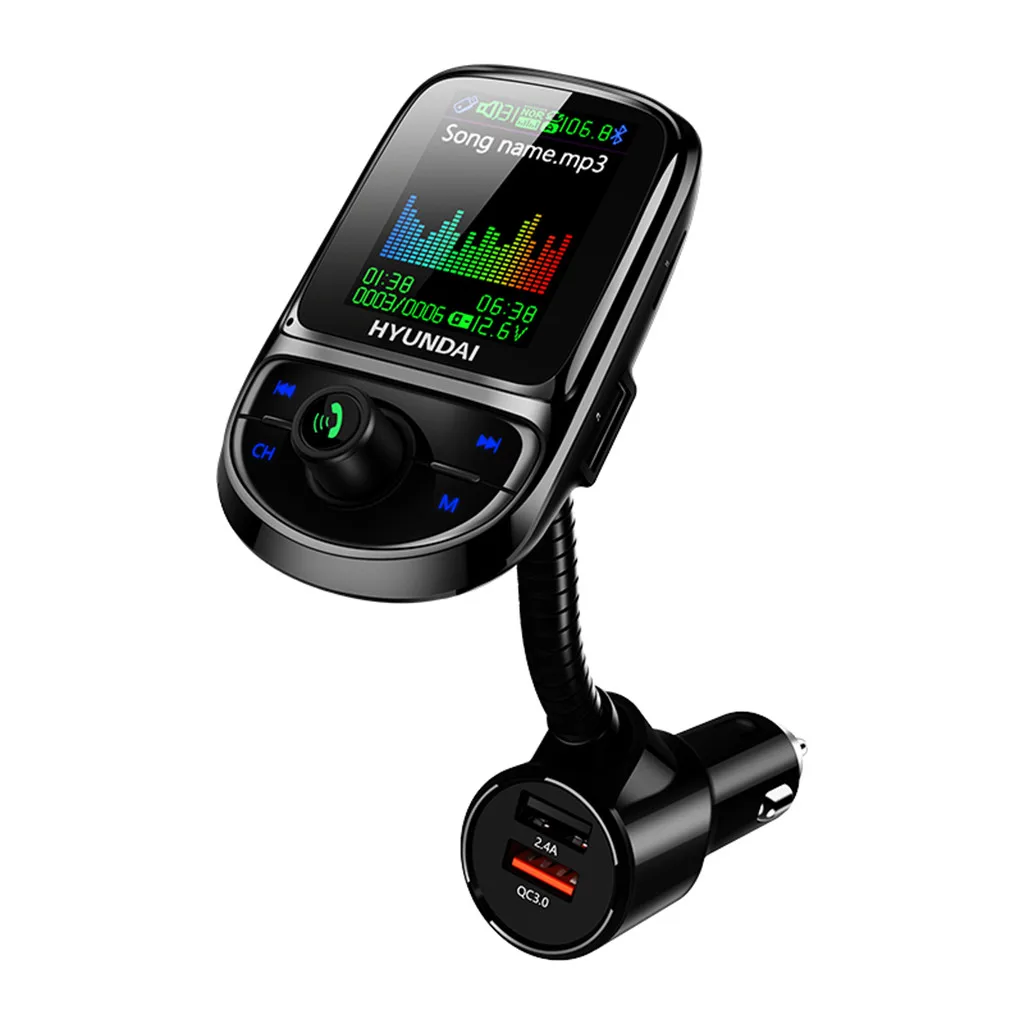 Цветной экран fm-передатчик беспроводной Bluetooth громкой связи автомобильный комплект 360 Вращающийся Автомобильный MP3 аудио с 2.4A двойное зарядное устройство usb