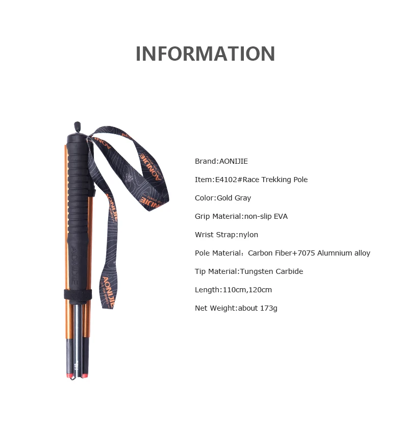 Correndo a pé Vara de Fibra de Carbono Aonijie M-pólo Dobrável Ultraleve Quick Lock Pólos Trekking Caminhadas Pole E4102 Corrida Mod. 1261796 9 AONIJIE M-Pólo Dobrável Ultraleve Quick Lock Pólos