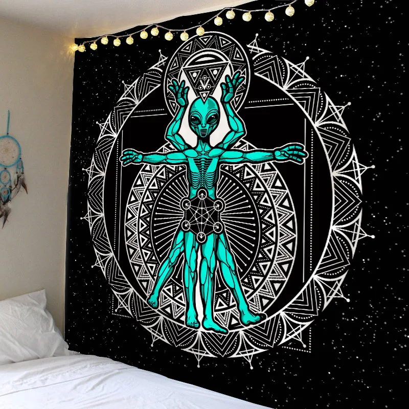 

Sun Moon Tapestry Witchcraft Indian Mandala Black and White Starry Art Wall Decoration Astrology Tapiz Home Decoration