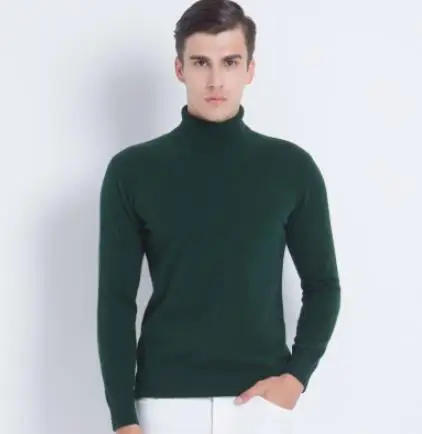 Кашемировый свитер с хомутом для мужчин осень зима sueter hombre одежда классический трикотаж халат Pull Homme пуловеры мужские свитера - Цвет: Зеленый