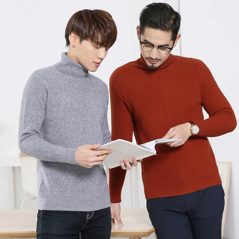 Sparsil Men100%Cashmere Turtleneck Knitted Sweater Full Sleeve Stripe Thick Warm Soft Wool Pullovers Solid Color Jumper Male Boy Sparsil Men100%Cashmere Turtleneck Knitted Sweater Full Sleeve Stripe Thick Warm Soft Wool Pullovers Solid Color Jumper Male Boy