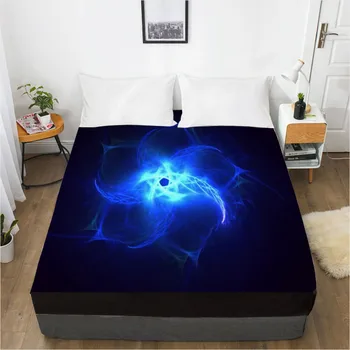 

3D Luxury Bed Mattress Fitted Cover Fitted Sheet Blue Flower Bed Linens Sheets Bedsheet 183x214 Custom Pure Black Bedding Sheets
