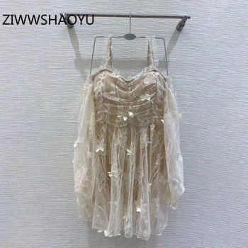 

ZIWWSHAOYU Women Summer Beach Cami Bodysuits Fashion Designer Ladies Mesh Embroidery Butterfly Backless Sexy Bikinis Swimsuit