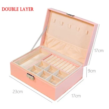 

Exquisite Jewelry Box Women Leather Necklace Rings Earrings Bracelet Storage Organizer Display Case HUG-Deals