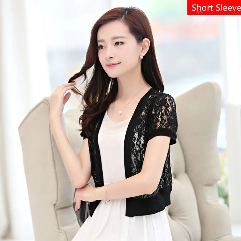 Women Long 3/4 Short Sleeve Shrug Lace Cape Elegant Wraps Beach Shawl Bridal Bolero