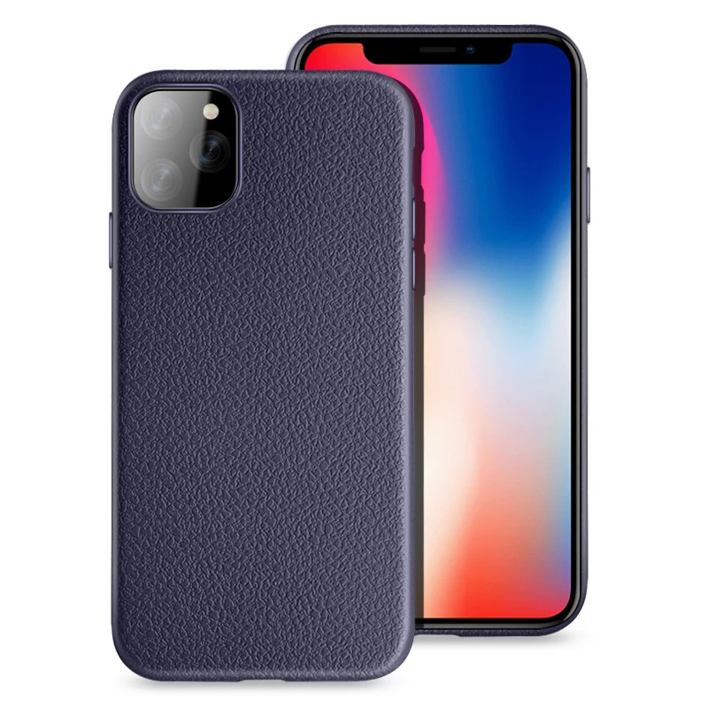 500 шт Роскошные кожаные чехлы с текстурой личи для iPhone 11 Pro Max XS XR X 8 7 6 6S Plus противоударный мягкий ТПУ чехол