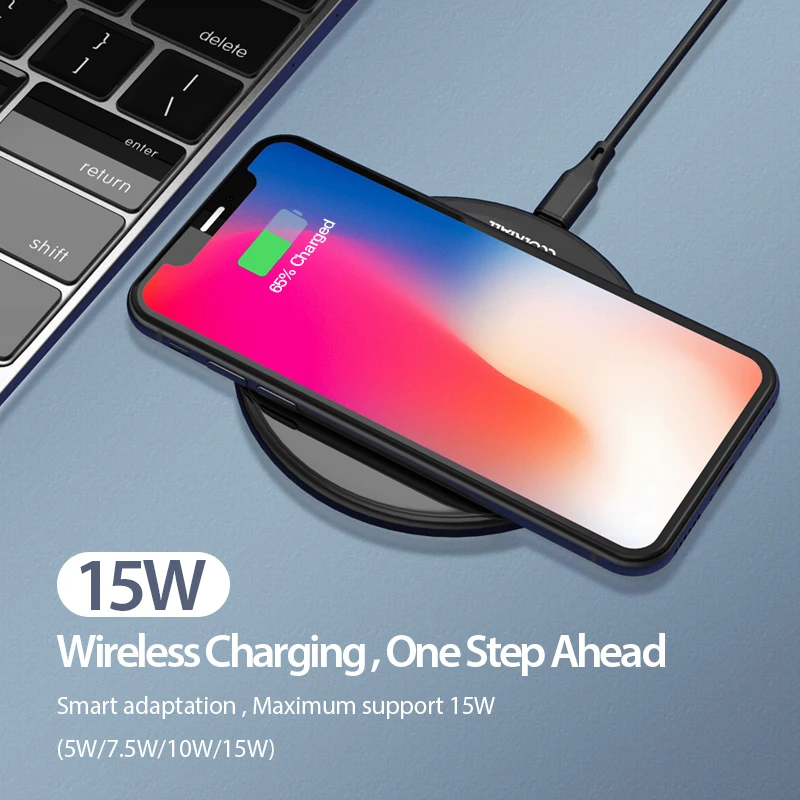 Беспроводное зарядное устройство Coolreall 15 Вт для Samsung S9/S10/iPhone X/XS MAX/XR/8 Plus/Xiaomi 9/Huawei P30
