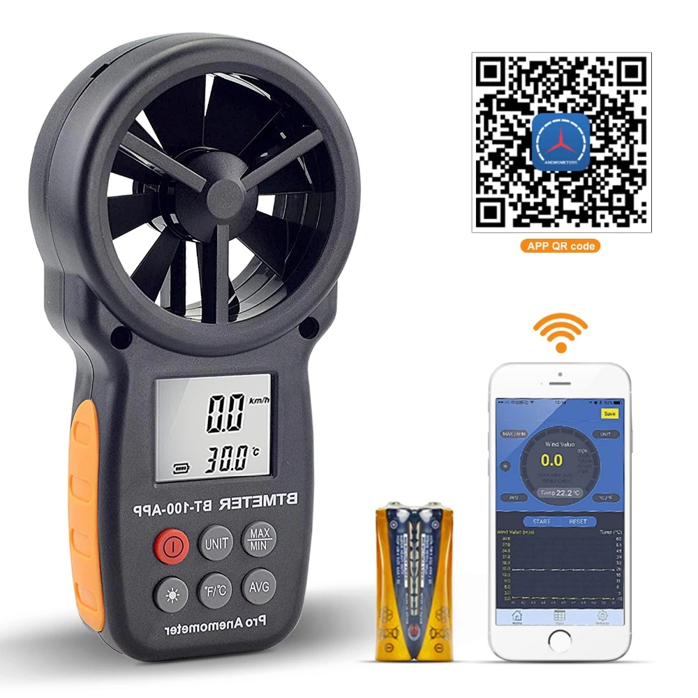 Digital Anemometer Tester With Mobile App Wireless Bluetooth Vane
