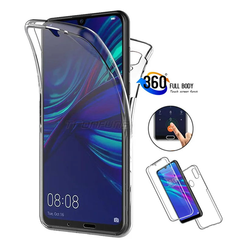 Двойной Мягкий силиконовый чехол для Huawei Y5 Y6 Y7 Y9 2019 Prime PRO передние и задние чехлы