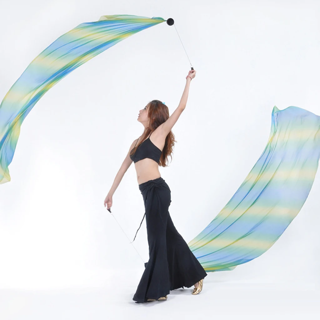 2Pcs Veil Poi Streamer Thrown Balls Fairy Belly Dance Party Show Accessory