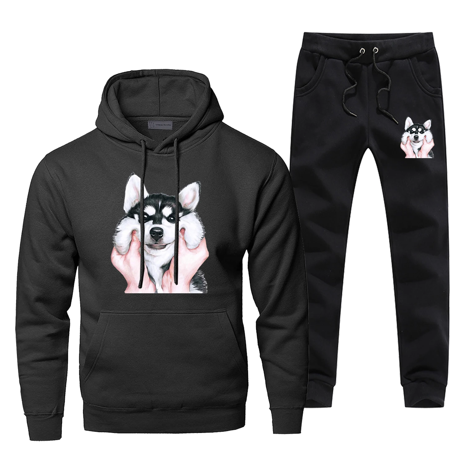 

Funny Husky Dog Mens Hoodies Sets Two Piece Pant Animal Dogs Hoodie Sweatshirt Sweatpants Streetwear Harajuku Funny Sweatshirts