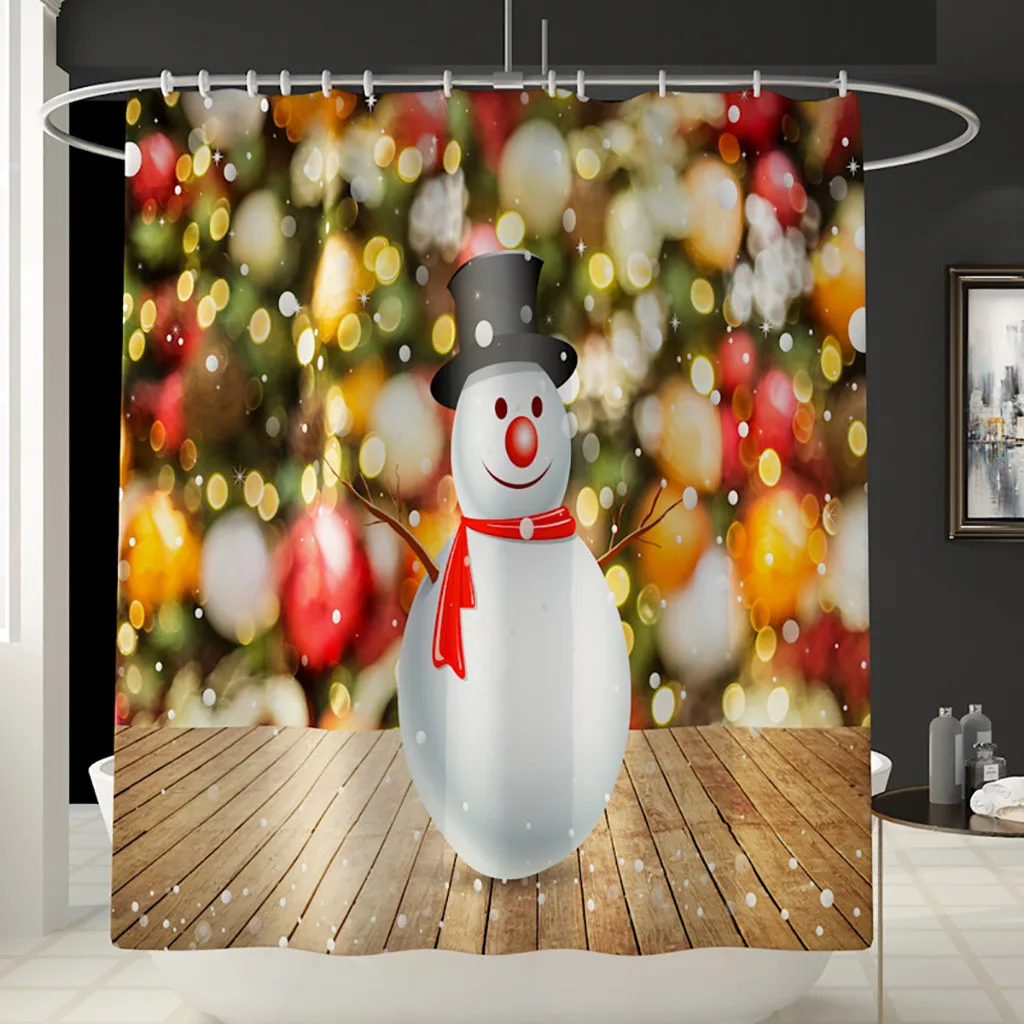 Рождественский снеговик с принтом, коврик для ванной комнаты и занавеска для душа, набор из четырех предметов, покрывало для туалета, коврик для ванной, набор для декора ванной комнаты