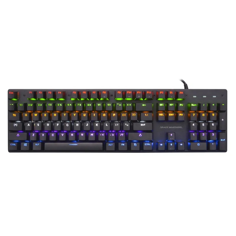 

Ergonomic Design Mechanical Keyboard With Rainbow LED Backlit Non-Slip And Spill-Resistant Keyboard