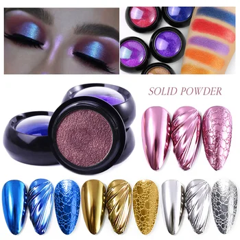 

1Pcs Mirror Chameleon Nail Powder Shimmer Glitter Powder Metallic Nail Art Chrome Flakes Pigment Dust Decors DIY Nail Art Design