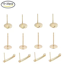 

10~20Pcs 304 Stainless Steel Stud Earring Findings with Loop Flat Round Golden for Fashion Jewelry Earring