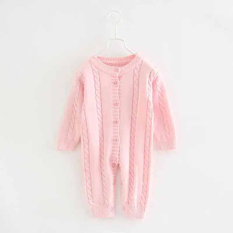 New Knitted Baby Romper Long Sleeve Baby Sweater Romper Cute Rabbit Baby Girls Sweater Autumn Newborn Baby Clothing - Цвет: Pink
