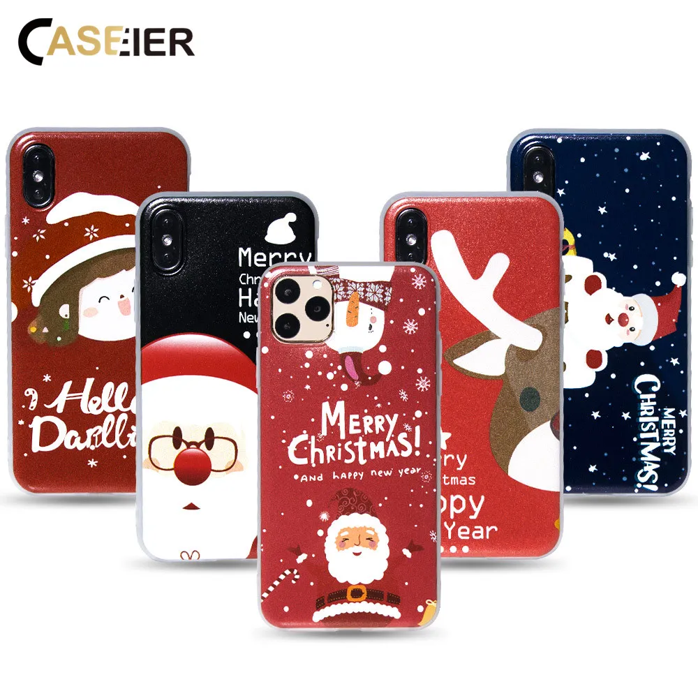CASEIER Christmas Case For iPhone 11 Pro Max Soft TPU Xmas X XS XR 7 8 6S 6 Funda Capa Cases |