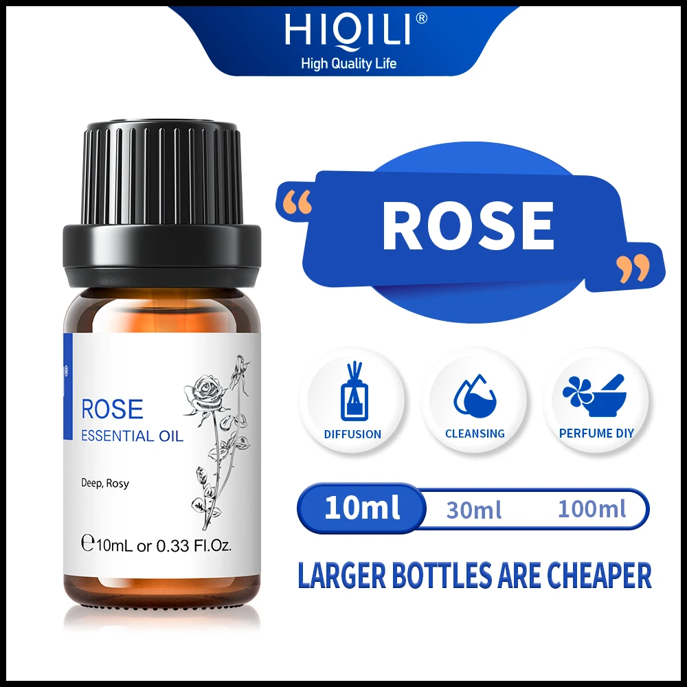 HIQILI 10ML Best Rose Essential Oils Premium Nature Plant Aromatherapy Diffuser Oil for Massage