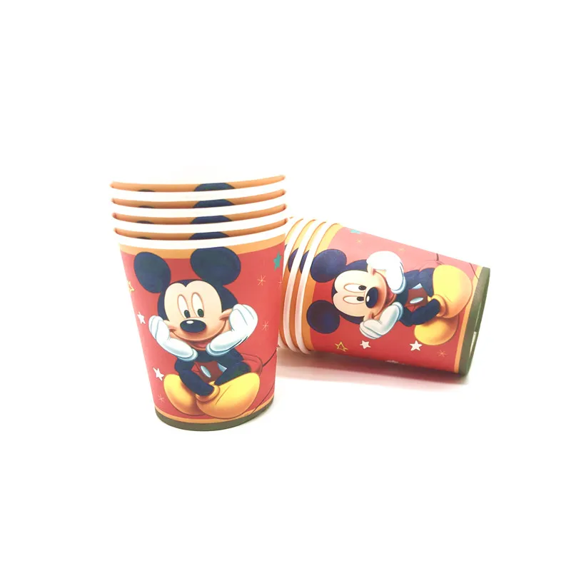 Микки Маус тематические праздничные товары для дня рождения бумажный стаканчик, тарелка соломинки флаги выдувные вечерние скатерти для детей игрушки декор воздушные шары - Цвет: Cup-10pcs