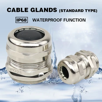 

10PCS Stainless Steel 3.0-6.5mm Waterproof Connector Cable Gland PG7 PG9 PG11 PG13.5 PG16 PG19 PG21
