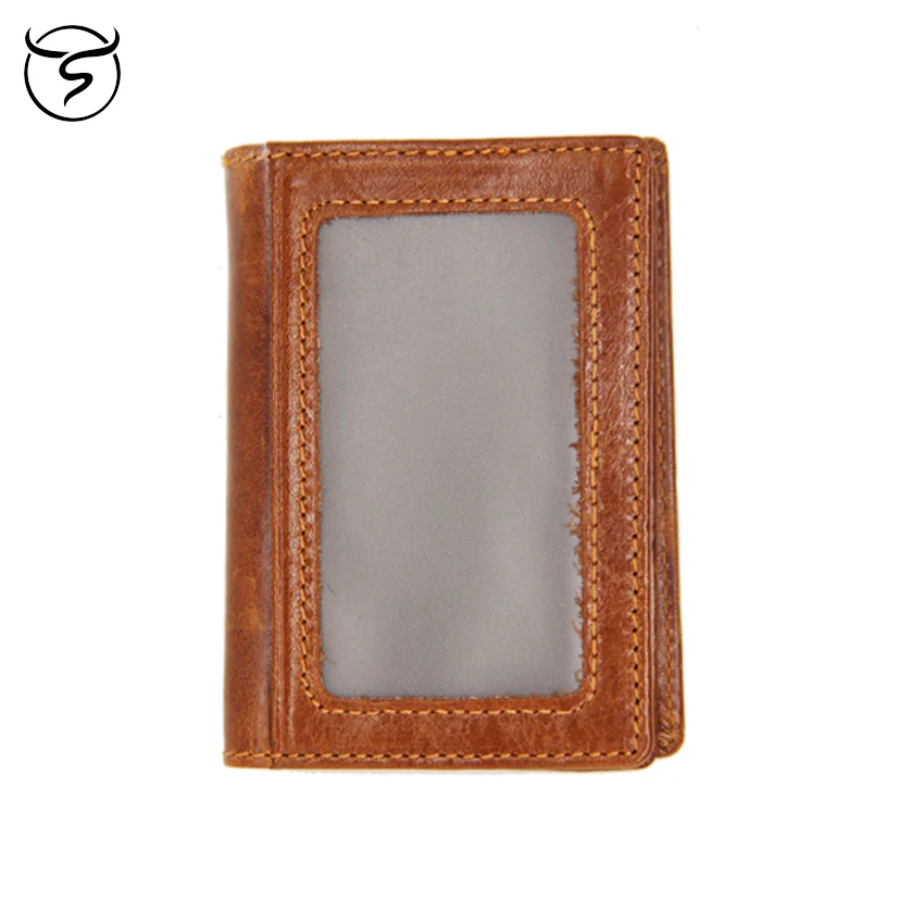

Genuine Cowhide Leather RFID Men Card Wallet Mini Casual Card Holder With Coin Pocket Men's Small Thin Walet Slim Wallets